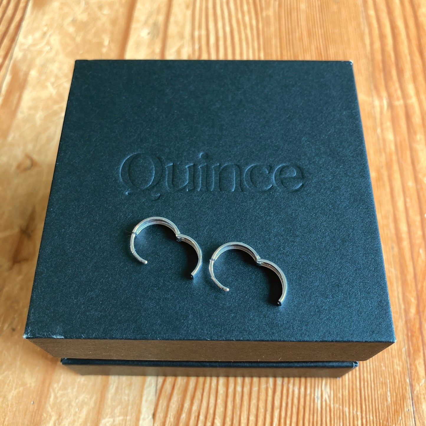 Quince White Gold $116 Mini Huggie Hoops w/ Box - 1125KG