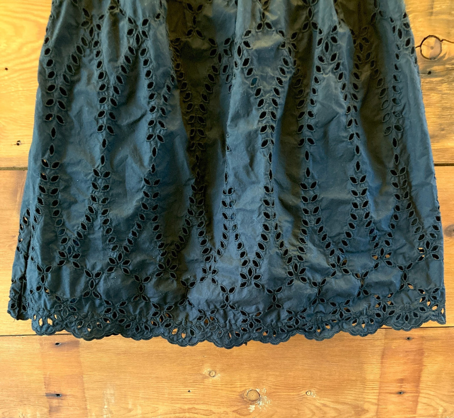 Frank & Eileen Black Eyelet Cotton Gracie Midi Length Skirt - Size S - 0222ME