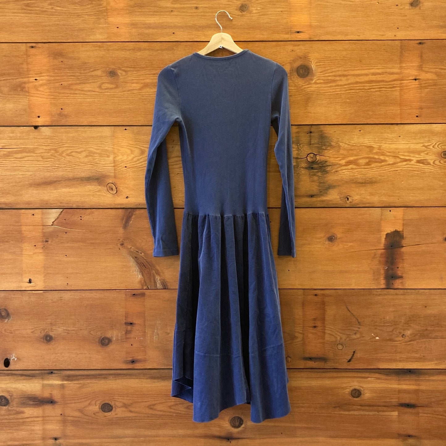 M - Inizio Dark Blue Made in Italy Ribbed Knit Midi Length Dress 0222LR