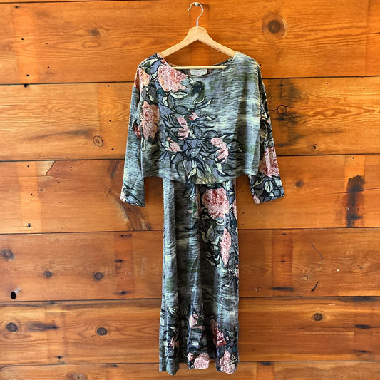 Tracy Reese Anthropologie NEW $398 Gray Floral Dress Top Set  - Size S - 0317JW