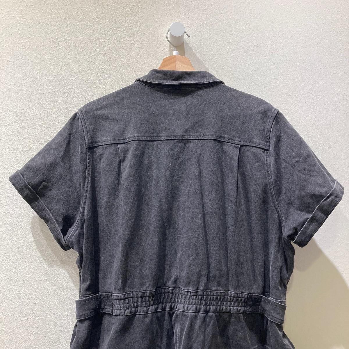 Wildfang Black Denim Short Sleeve Essential Coverall Jumpsuit - Size 1X - 0530JF