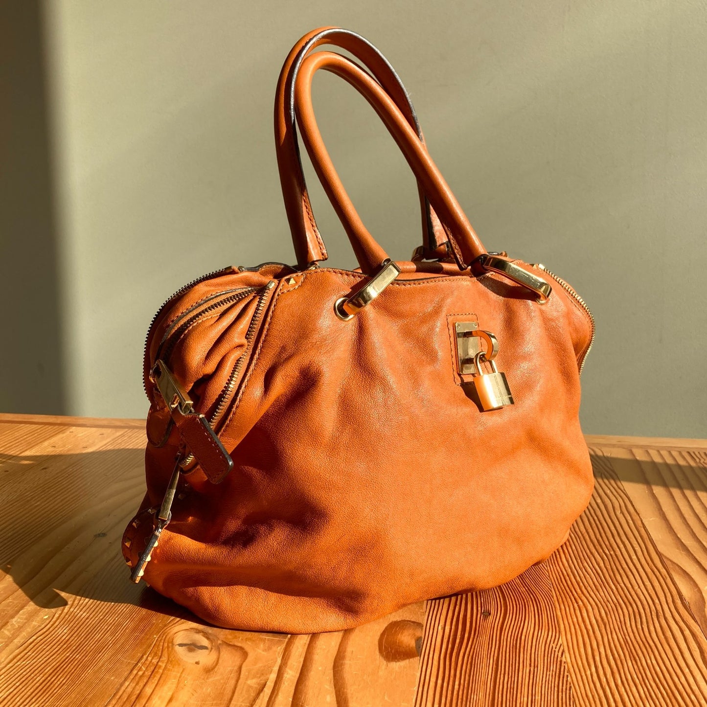 Marc Jacobs Orange Paradise Rio Satchel Moto Lambskin Leather Bag 0000MB