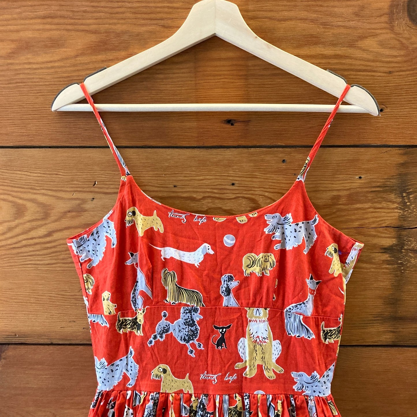 Bernie Dexter Red Puppy Dog Print Fit & Flare Sleeveless Dress - Size S - 0621AS