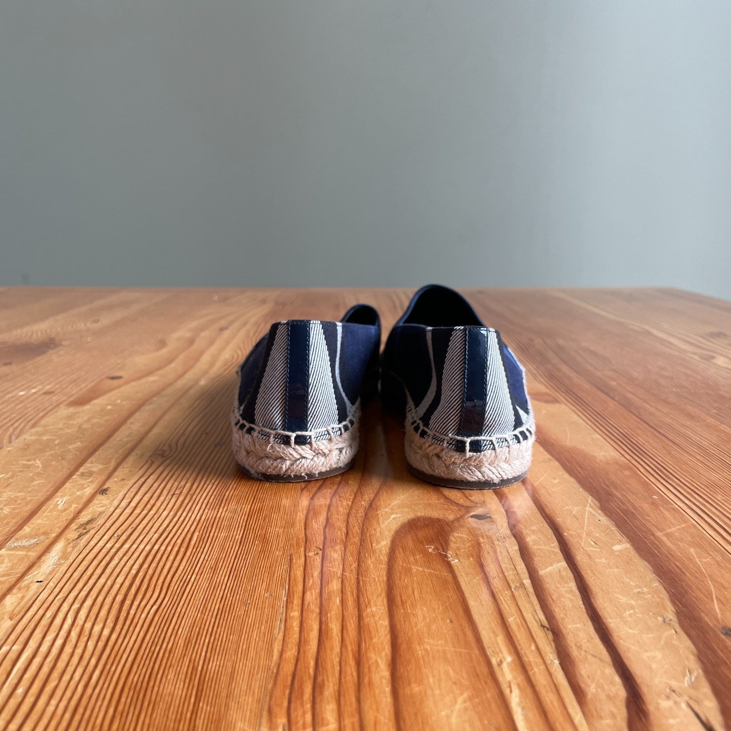 37 / 6.5 - Burberry Navy Hodgeson House Check Canvas Espadrilles Shoes 1203TR