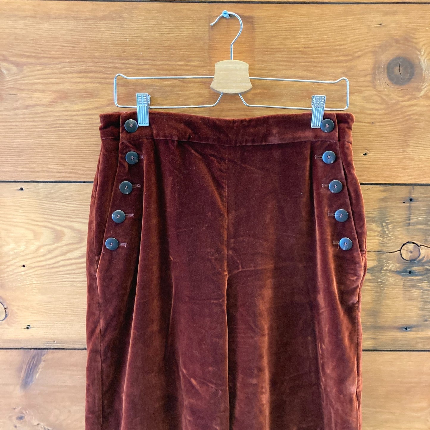 40 / 8 US - Sezane $180 Sienna Brown Velvet Wide Leg Trouser Pants NEW 1022SW
