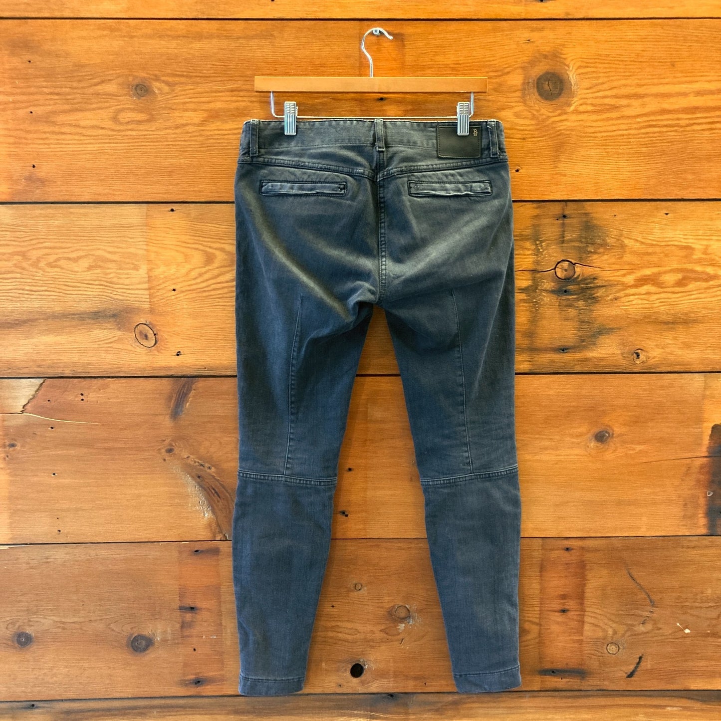 28 - R13 Black Wash Womens Moto Skinny Jeans With Ankle Zipper 0505MB