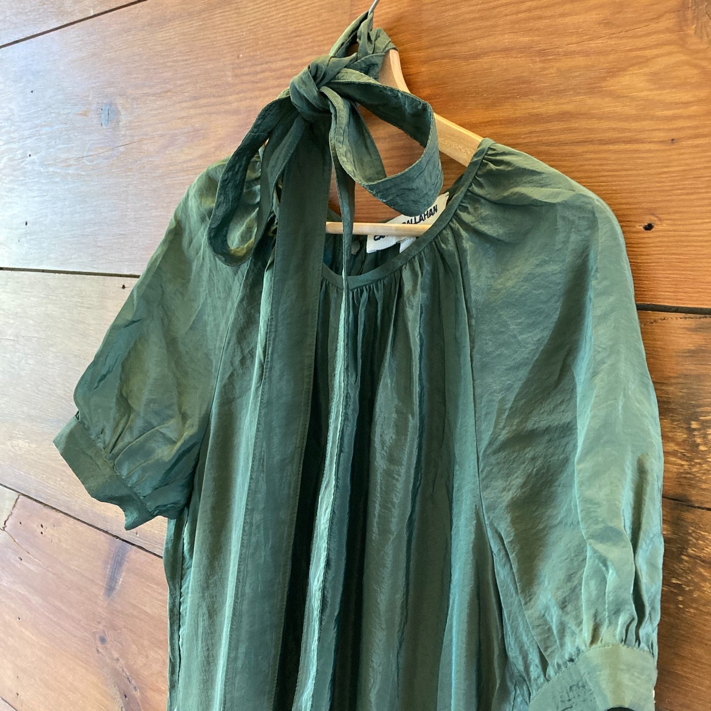 Caron Callahan Green Theos Short Sleeve Breezy Cupro Jumpsuit - Size S - 1125KG