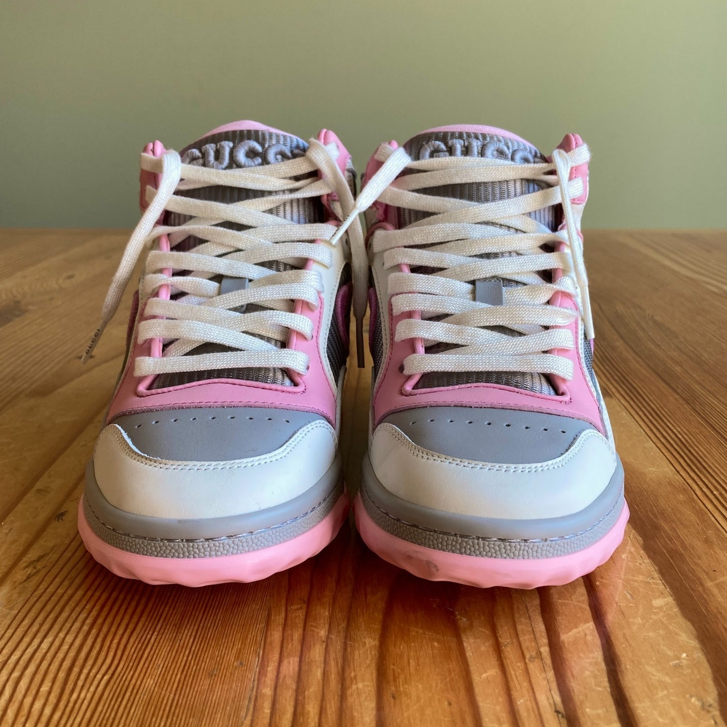 Gucci White / Pink High Top Mac80 Sneakers Shoes - Sz 34.5 / 4.5 US NIB - 0415AB