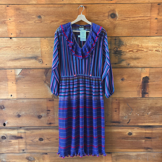Vintage Diane Freis for I Magnin Georgette Striped Dress - Size M/L - 0325AL