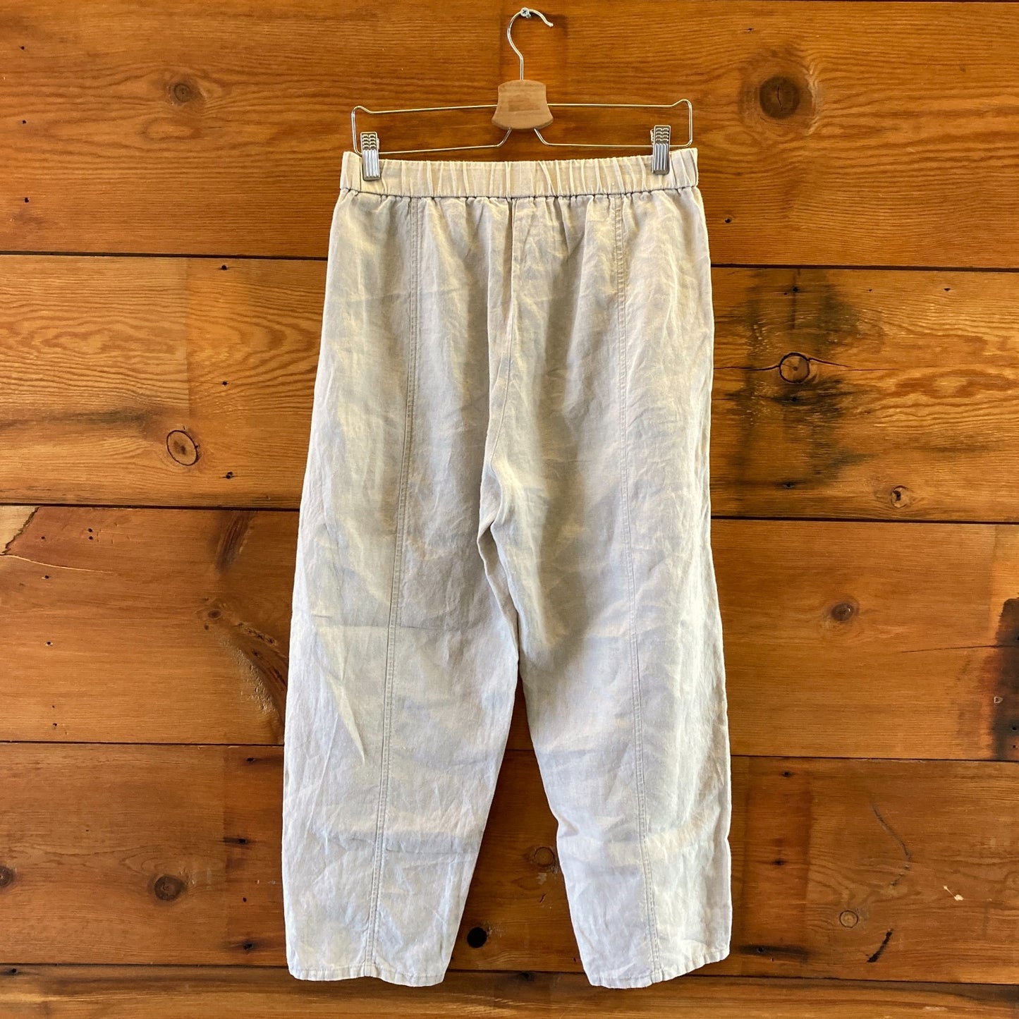 Eileen Fisher Oat Relaxed Fit Pull-On Organic Linen Pants - Size S - 0514SU