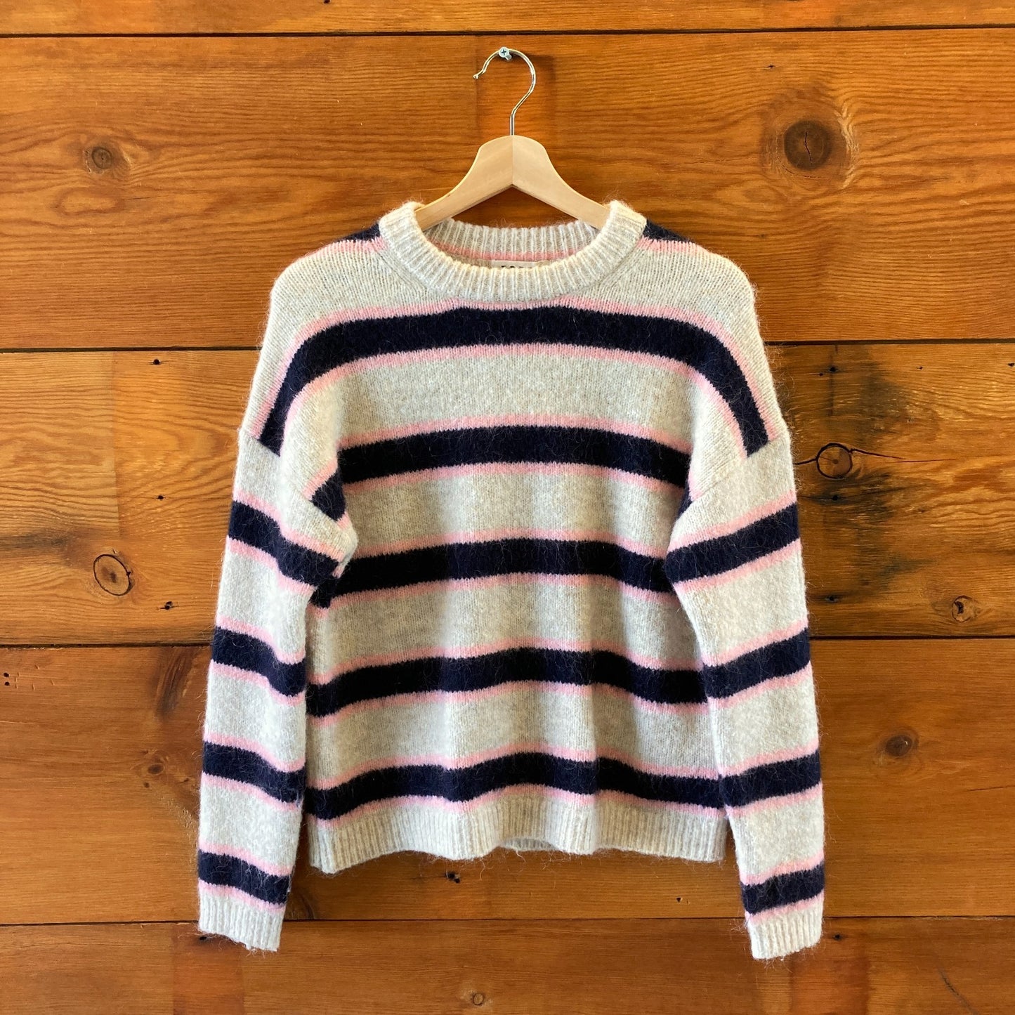 Boden Oatmeal Navy Pink Stripe Rosemary Relaxed Sweater - Size XS - 1113MF