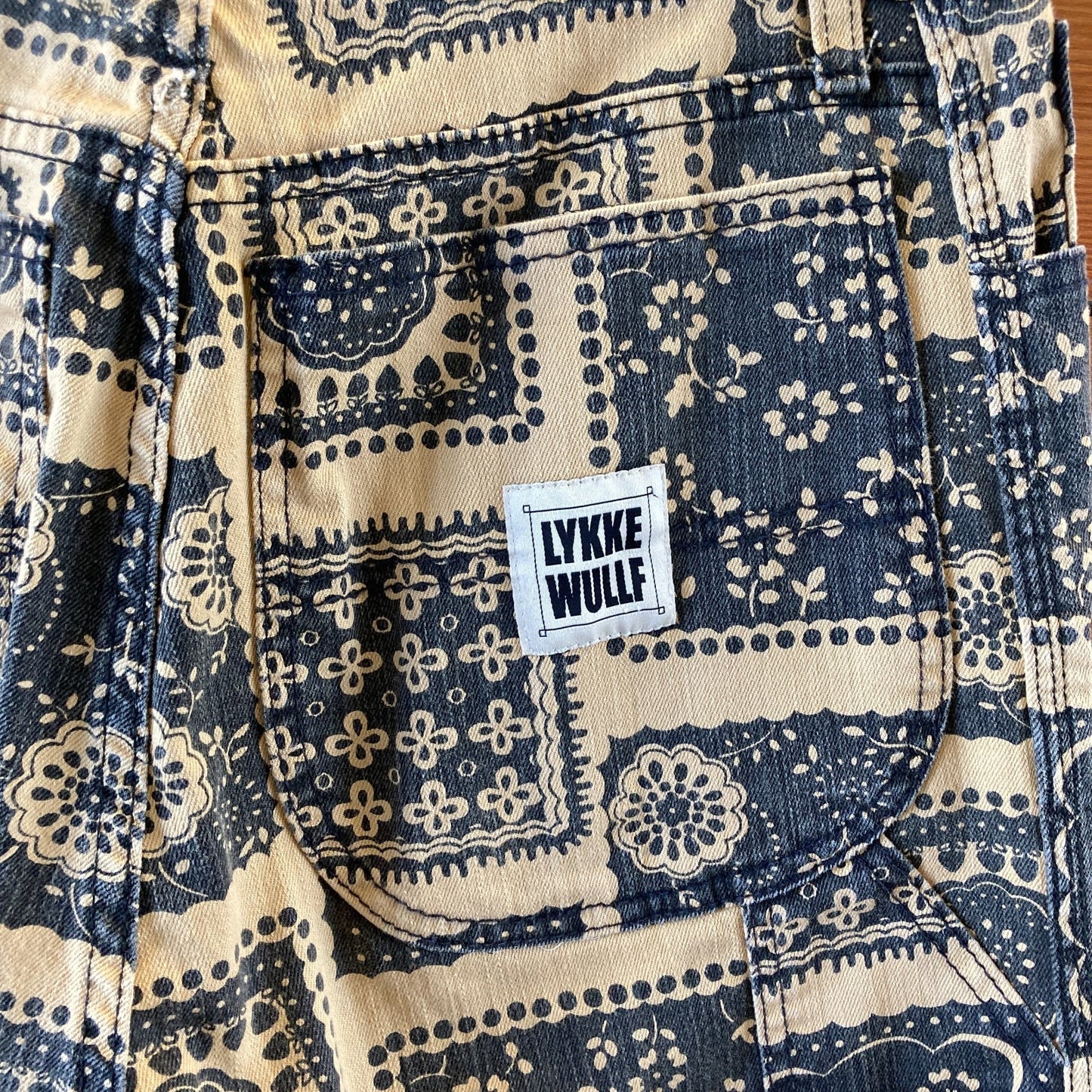 Lykke Wullf Yellow Black Bandana Print Deadstock Fabric Pants - Size 8 - 0302IG