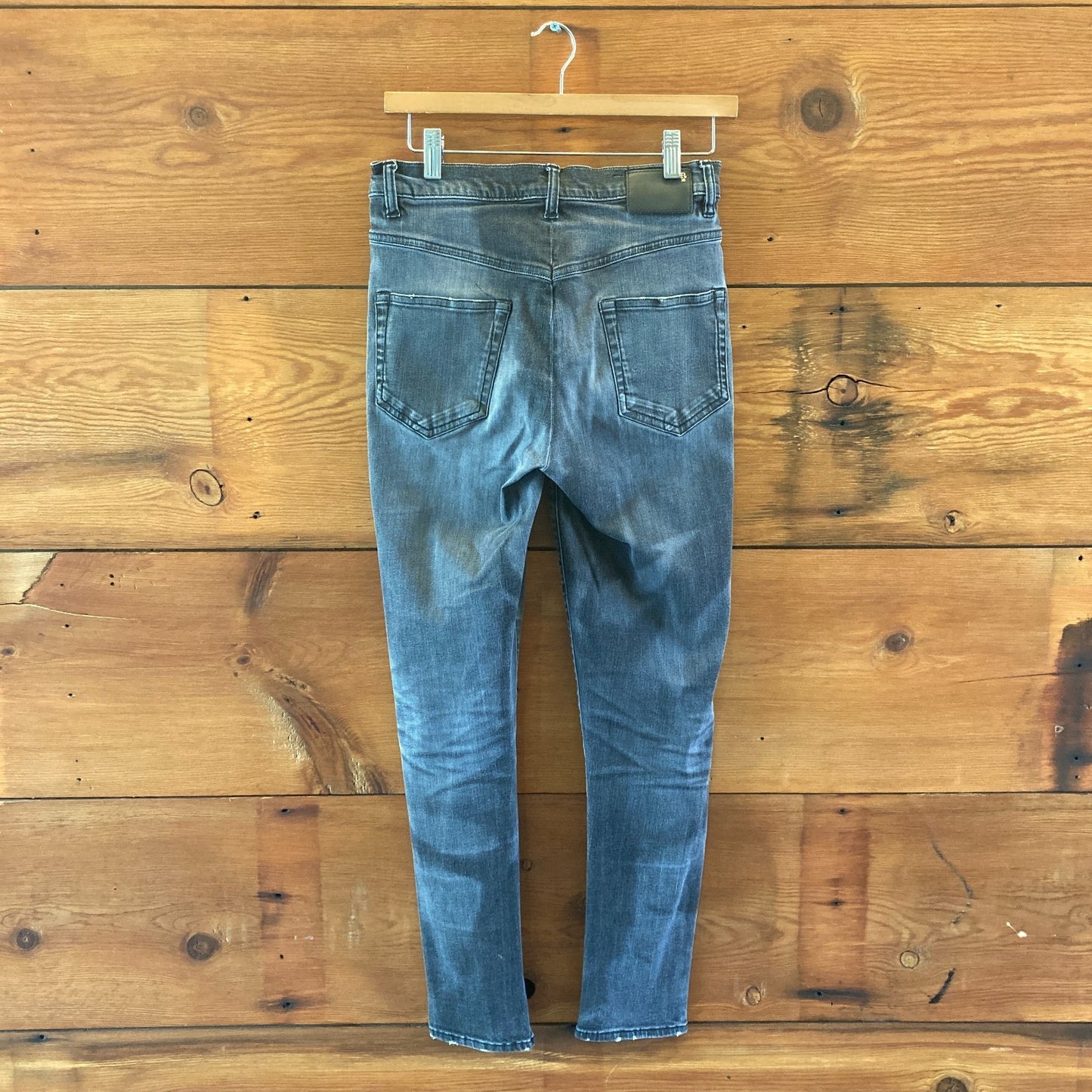 R13 Faded Black Stretch Denim Crossover Skinny Leg Jeans - Size 25 - 0410WJ