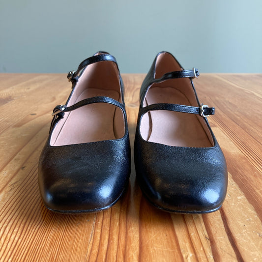 Madewell Black Leather Nettie Heeled Mary Jane Shoes - Size 8.5 - 1112CG