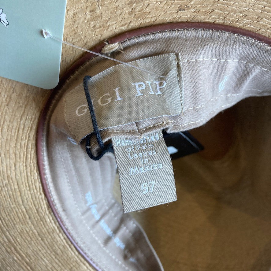 Gigi Pip $186 Straw Loren Cara Brimmed Rancher Hat NEW - Size 57 - 0317JF