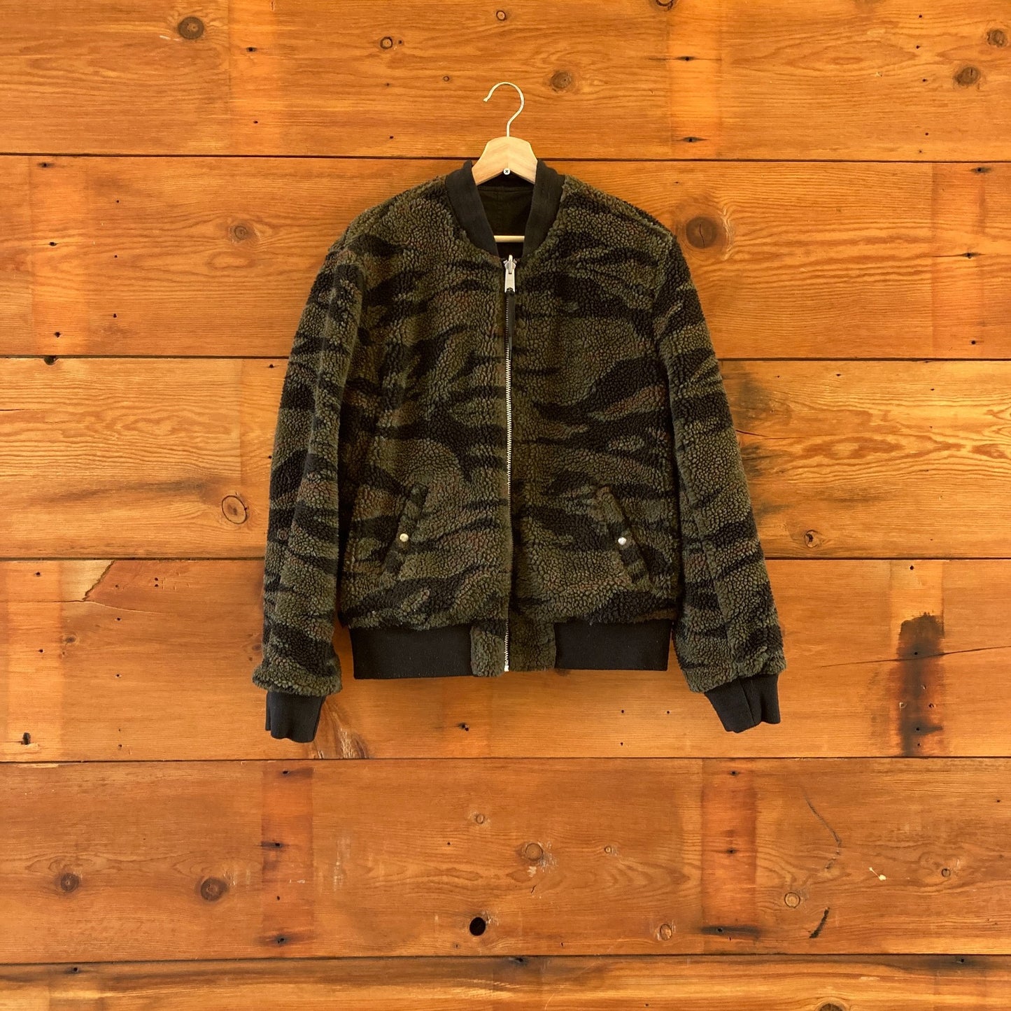 XS - AllSaints $300 Cameo Reversible Fleece Bomber Jacket Coat 0927EK