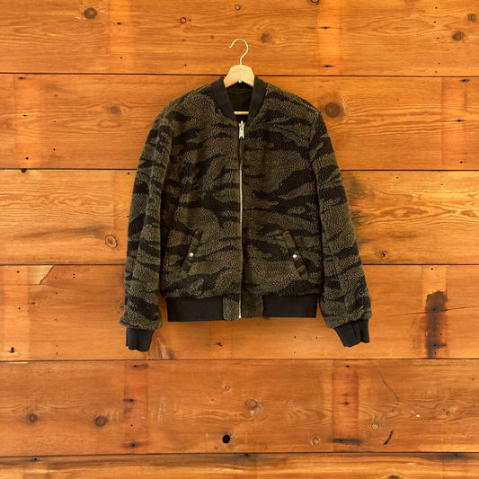 XS - AllSaints $300 Cameo Reversible Fleece Bomber Jacket Coat 0927EK
