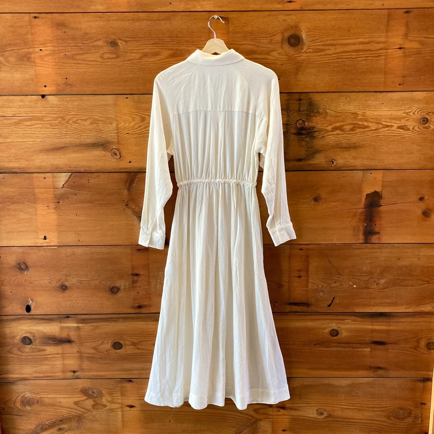 Banana Republic White Cinched Waist Long Sleeve NEW Gauze Dress - 0415AU