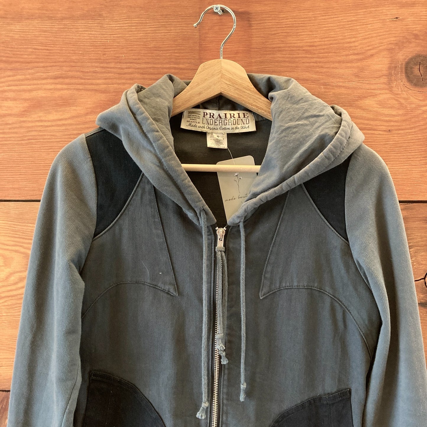 Prairie Underground Dark Gray & Black Zip Front Hooded Jacket - 0521MD