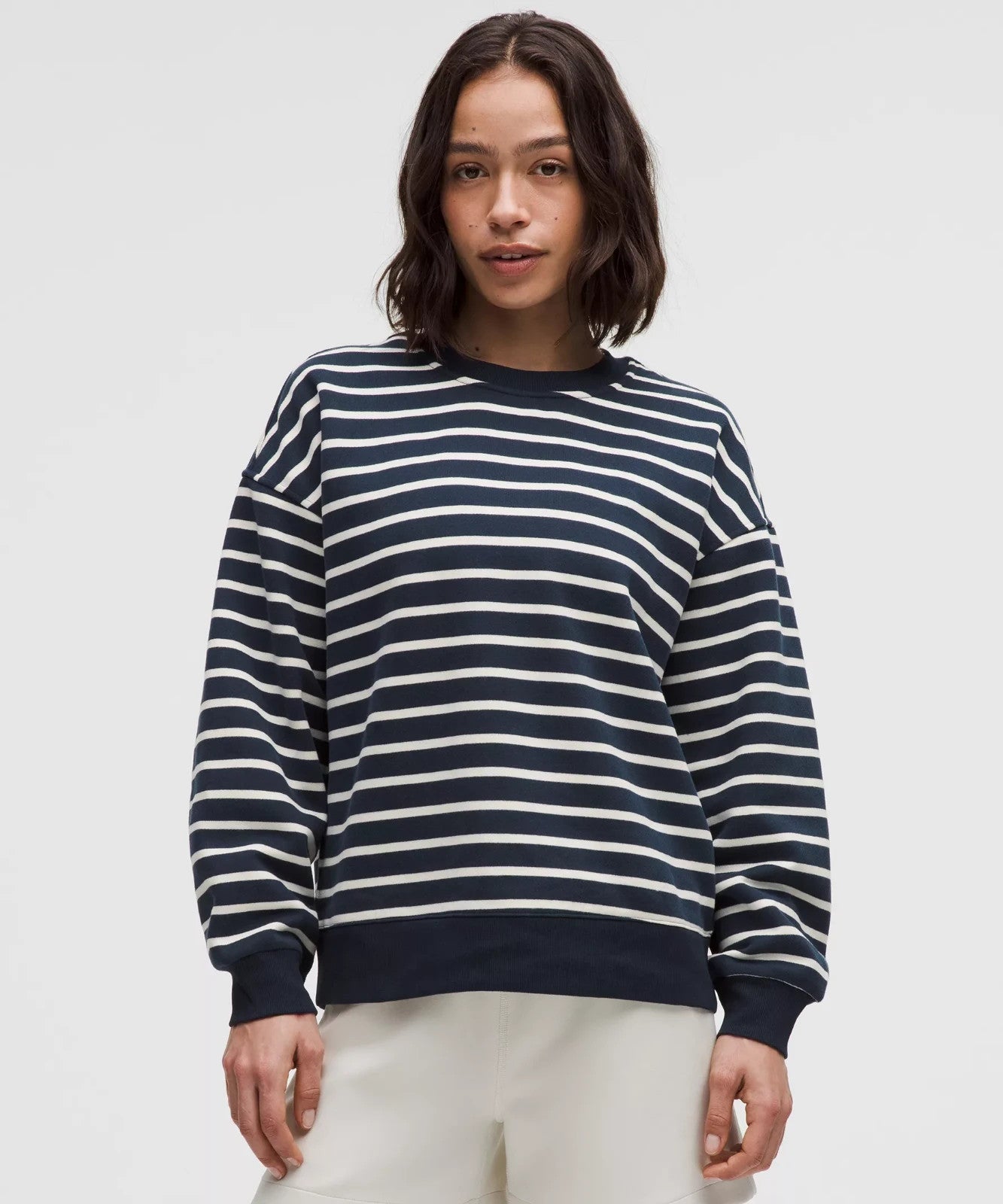 XL - Lululemon Navy Striped Fleece Perfectly Oversized Sweatshirt NEW 1206HP