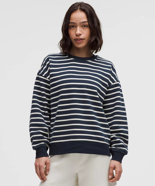 XL - Lululemon Navy Striped Fleece Perfectly Oversized Sweatshirt NEW 1206HP
