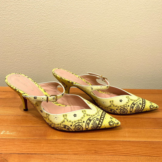 Zimmermann $575 Yellow Bandana Aura Mules Heels - Size 38 / 7.5 w / box - 1017SC