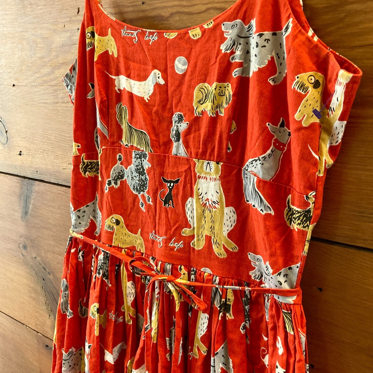 Bernie Dexter Red Puppy Dog Print Fit & Flare Sleeveless Dress - Size S - 0621AS