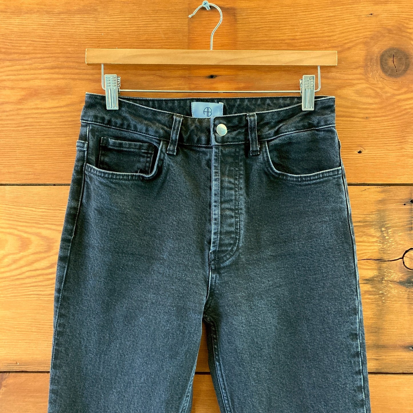 Anine Bing Black Button Fly Roxanne Split Hem Flare Jeans - Size 29 - 0504AK