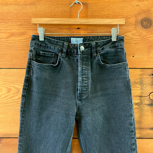 Anine Bing Black Button Fly Roxanne Split Hem Flare Jeans - Size 29 - 0504AK