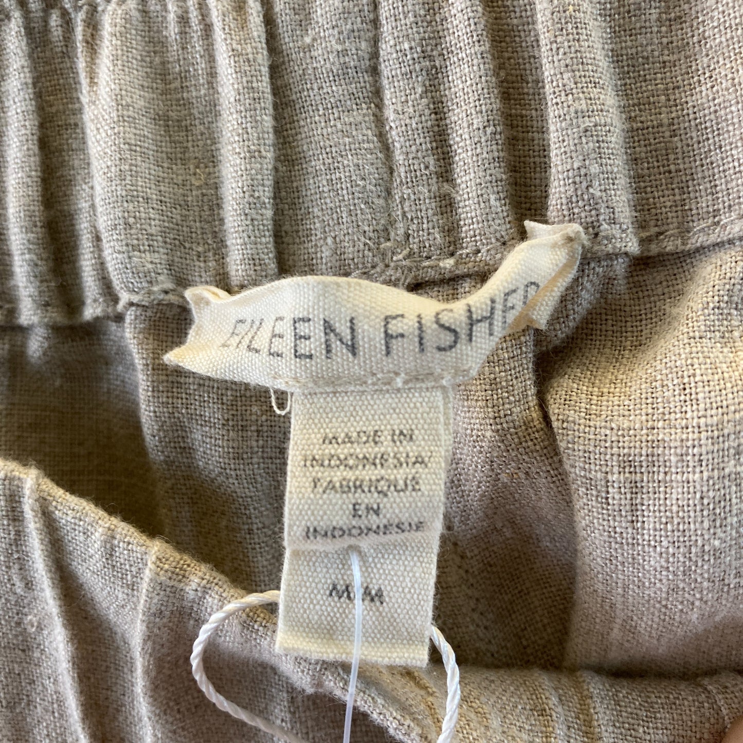 Eileen Fisher Natural Linen Elastic Waist Wide Leg Pants - Size M - 0807RP