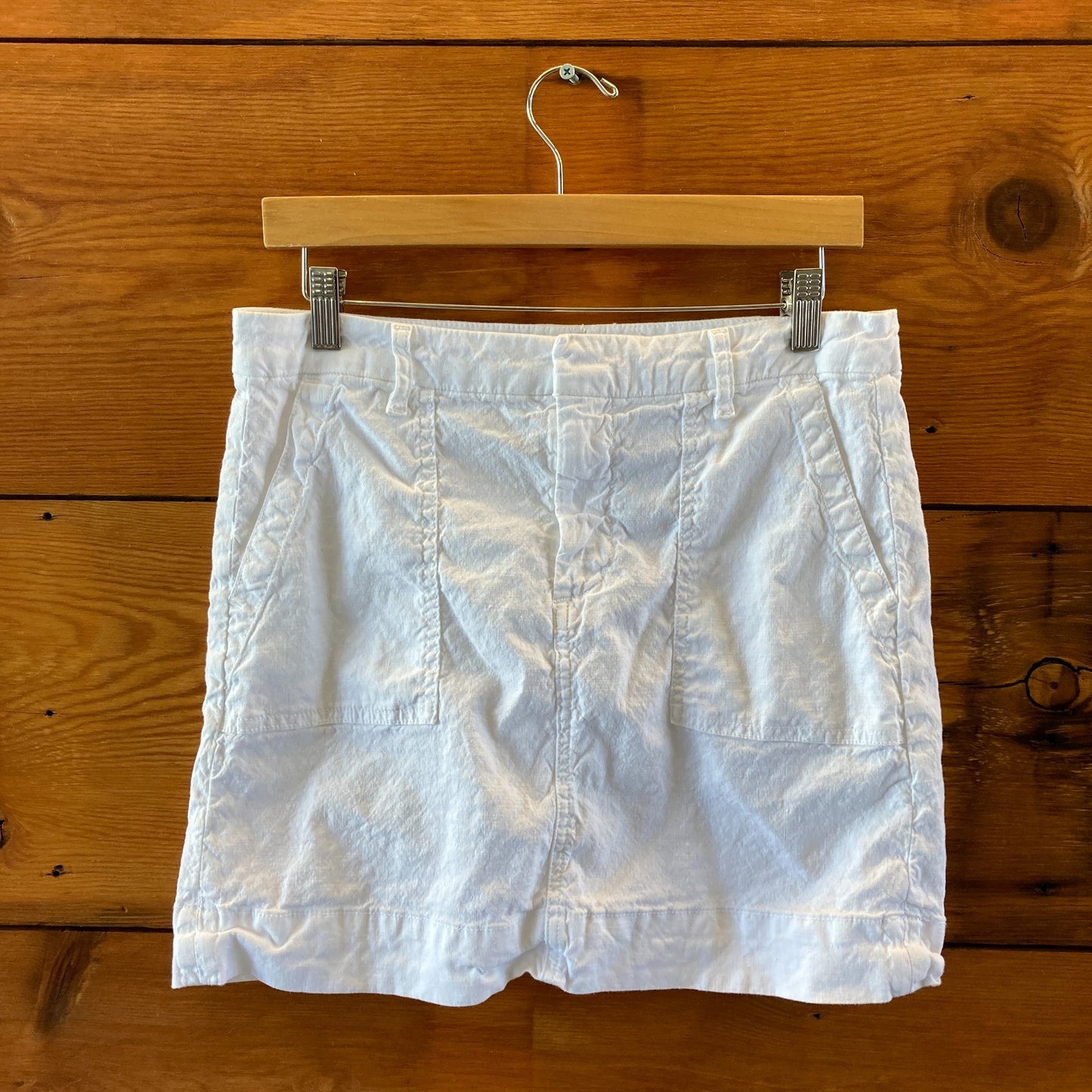 Frank & Eileen $268 White Italian Linen Jameson Utility Skirt - Size 8 - 0209SB