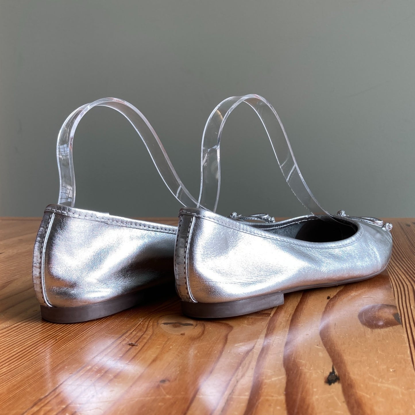 7 - Schutz Silver Leather Metallic Arissa Square Toe Flats Ballet Shoes 1130MM