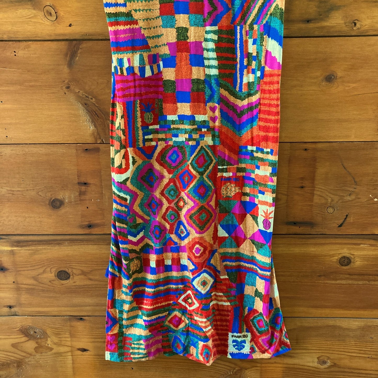 Farm Rio $135 Summer Patches Vibrant Mid Length T Shirt Dress - Size XL - 0218NM