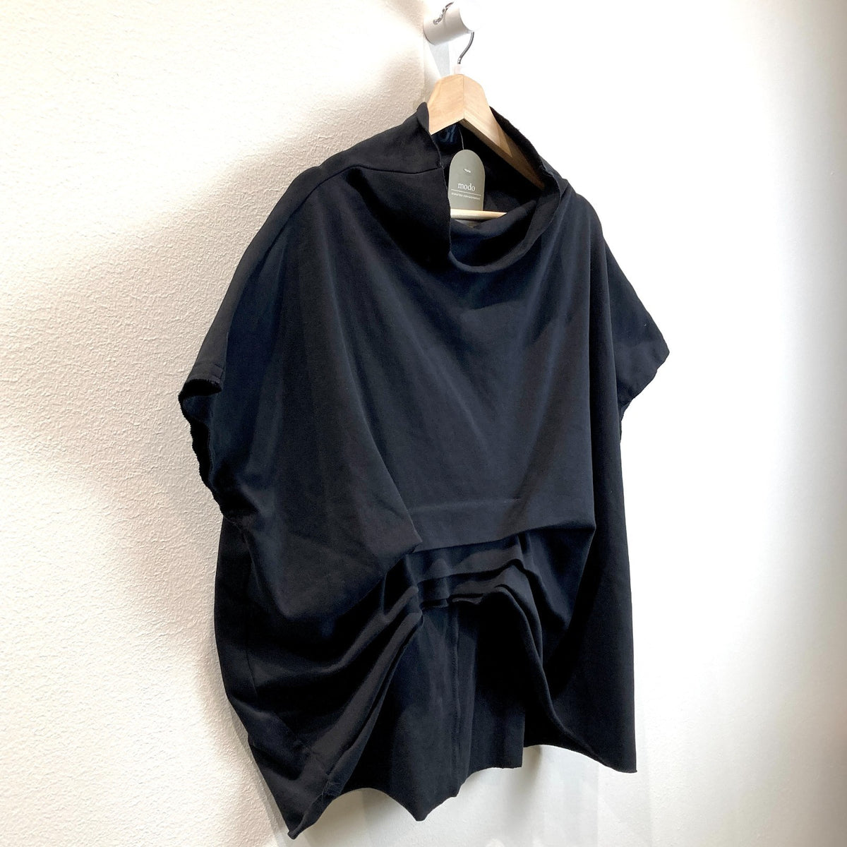 Fui Gender Neutral Pleated Turtleneck Short Sleeve Knit Top - One Size - 1217MA