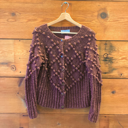 XS - Liz Alig $220 Brown Handknit Wool Jill Button Up Cardigan Sweater 0606RO