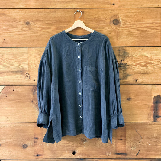 Toast TOA.ST Dark Gray Linen Button Up Oversized Shirt Top - L - 1124TA