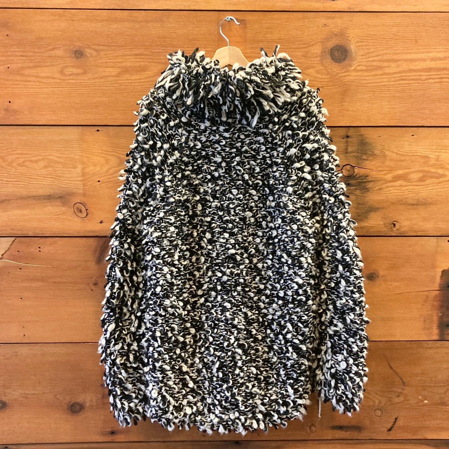 S - Isabel Marant X H&M Black & White Hand-Knit Wool Jacket Zip Cardigan 0927LL