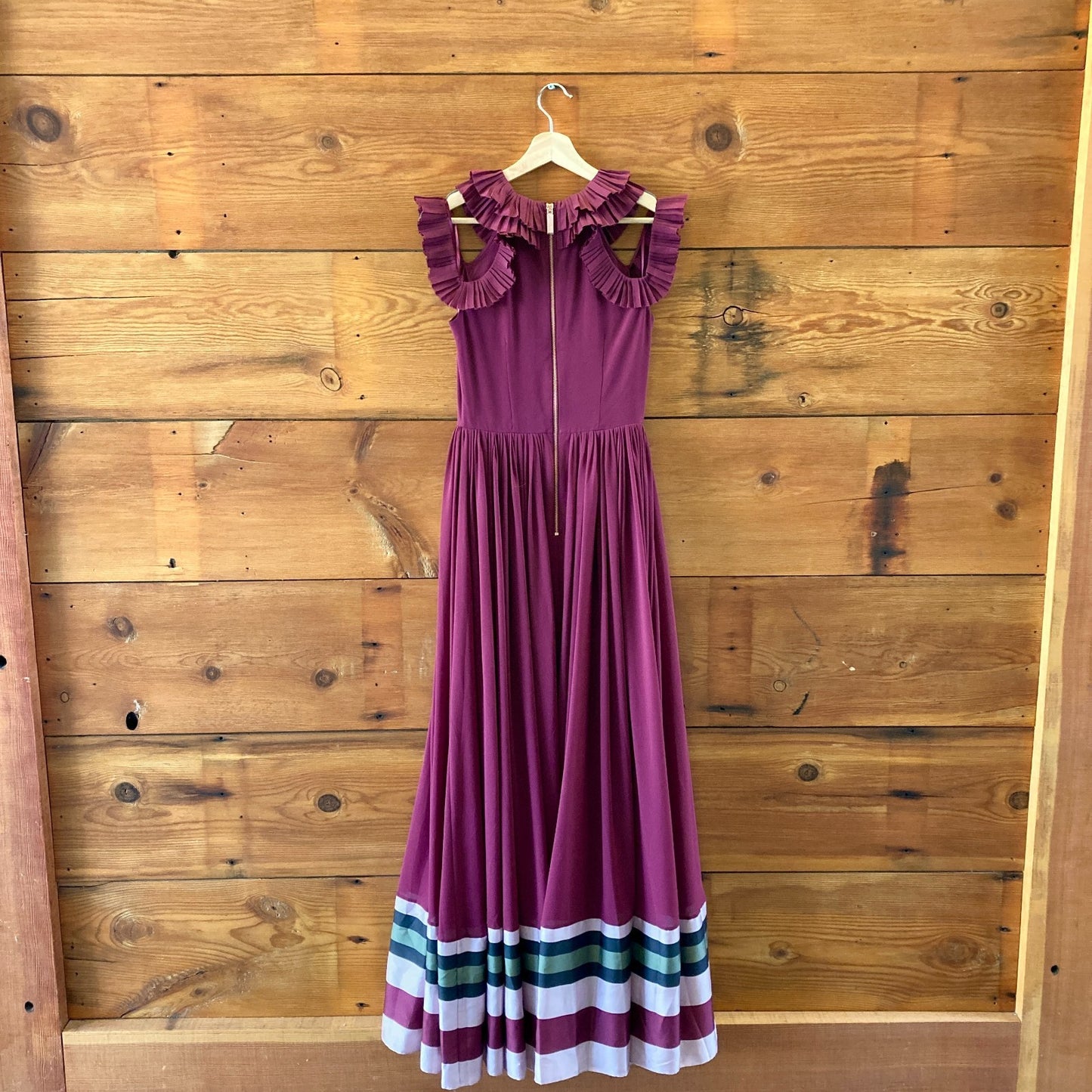 Ted Baker $419 Burgundy Imperial Striped Maxi Dress - Size 1 / S - NEW - 0613SR