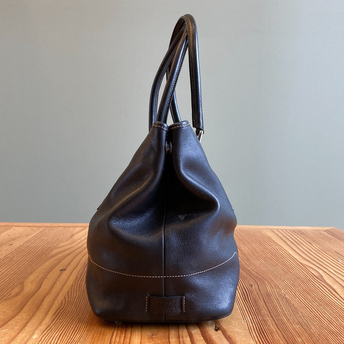 Coach VTG Y2K 2001 Hampton Black Leather Tote Bag Purse D1J 7757 *stain 0204NC