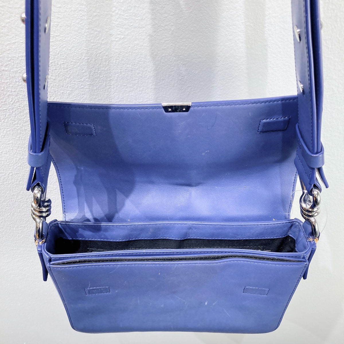 Allsaints Cornflower Blue Leather Captain Flap Crossbody Purse Bag - 0102ST