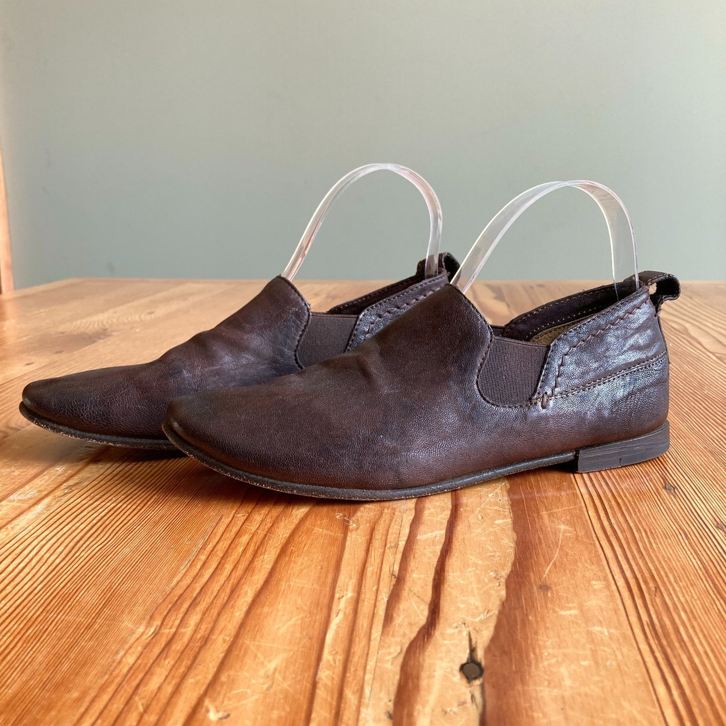 Frye Dark Brown Leather Slip-On Venetian Loafer Shoes - Size 7.5 - 0705SG