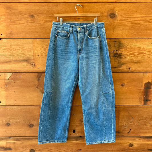 B Sides Lasso Jeans Blue Barrel Leg Button Fly Jeans - Size 30 - 1105AR
