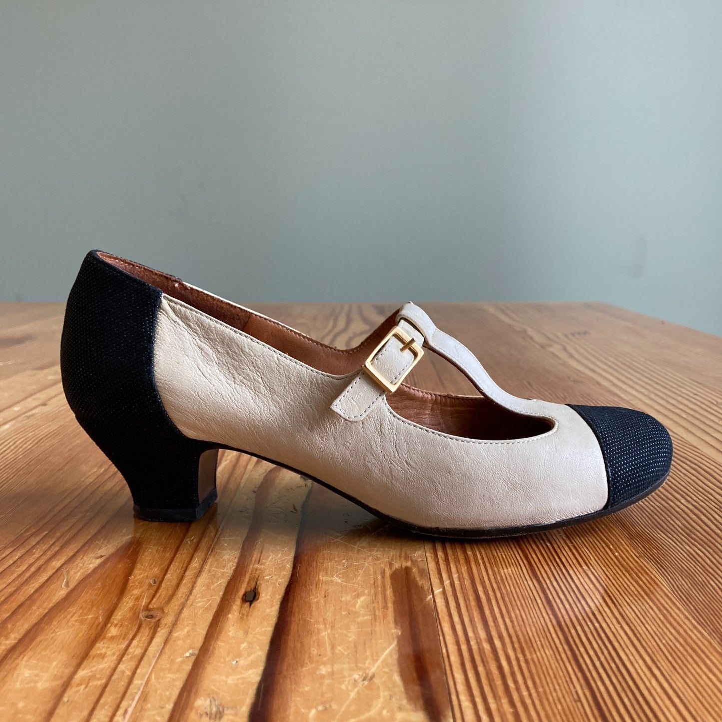 Chie Mihara Two Tone T Strap Mary Jane Heels Shoes - Size 37.5 / 7.5 - 0818SL