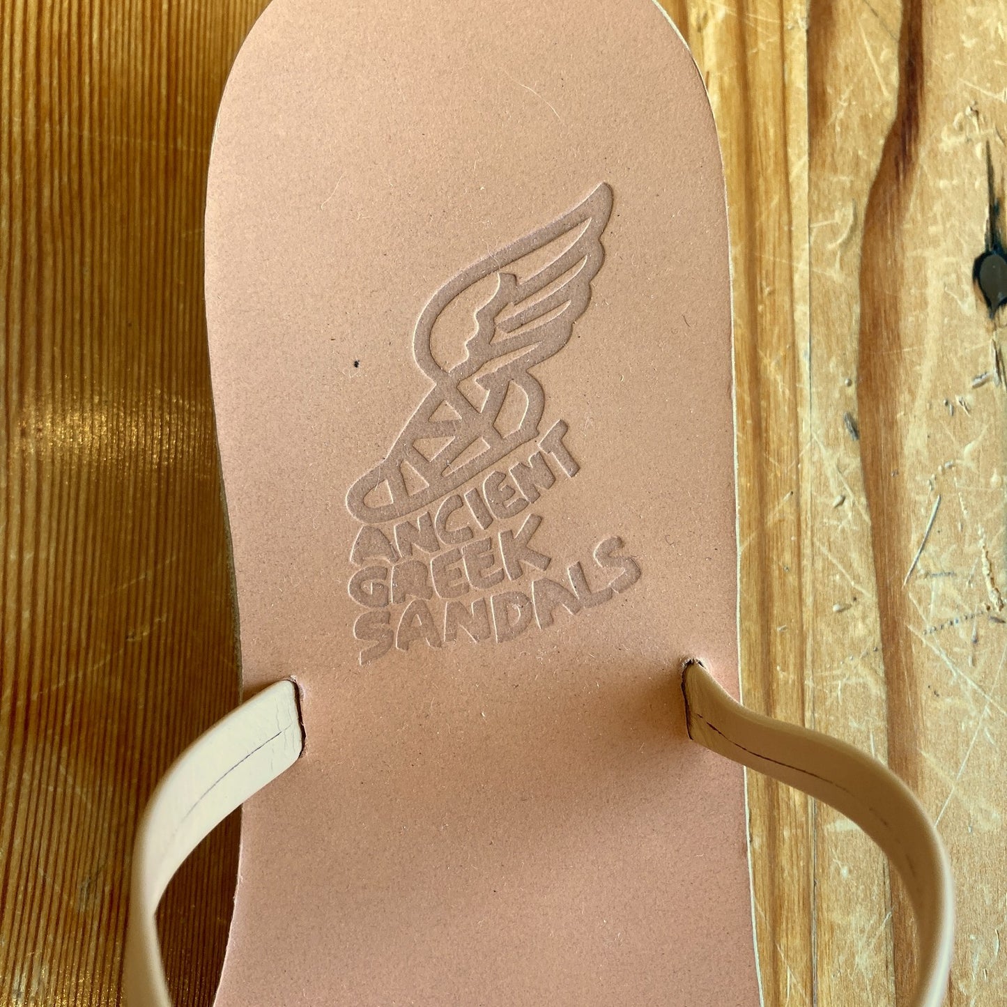 Ancient Greek Tan Leather Strappy Low Heel Sandals - Sz 38 / 8 - w/ Box - 0121PK