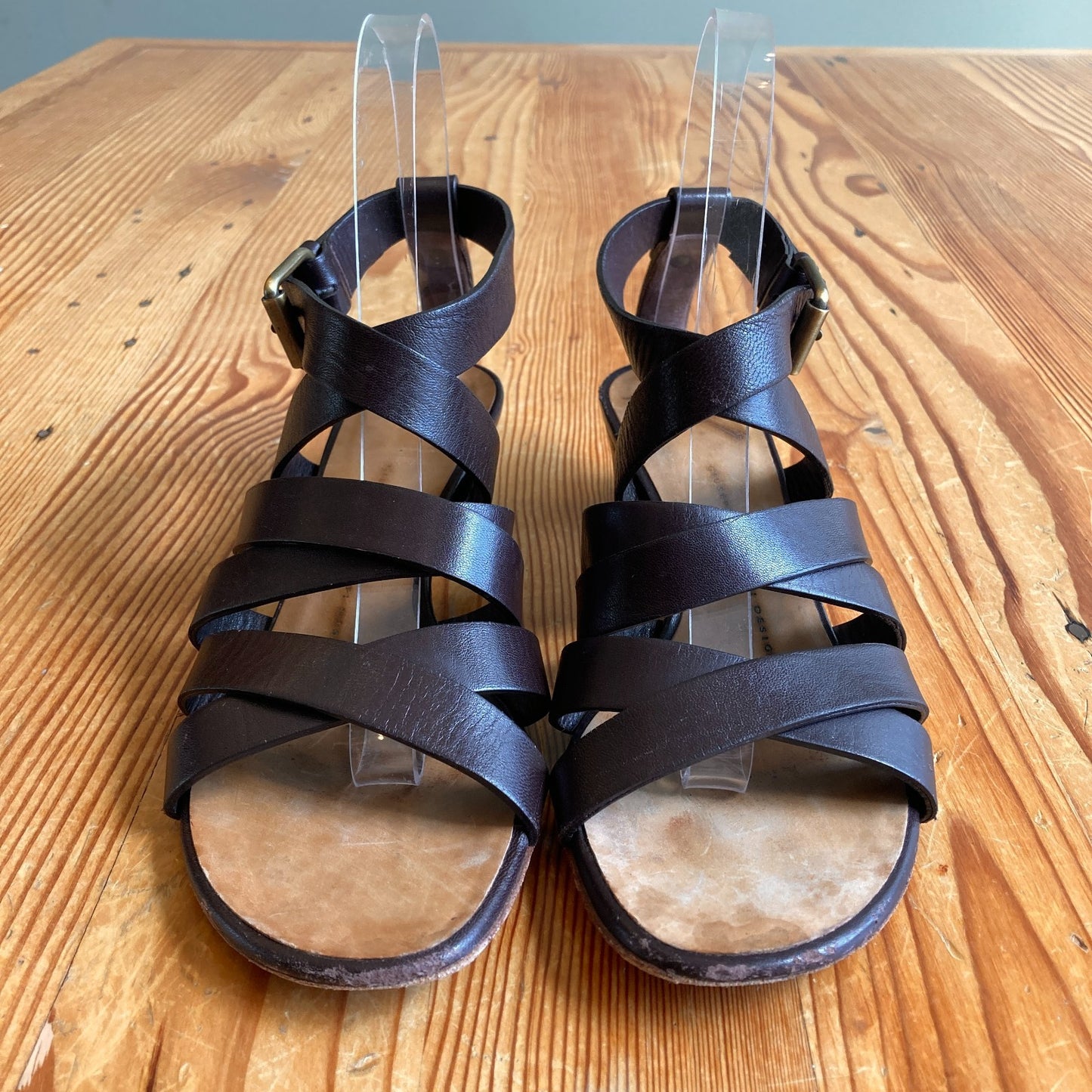 Giuseppe Zanoti Brown Leather Strappy Sandals Shoes - Size 37 / 7 US - 0601BC