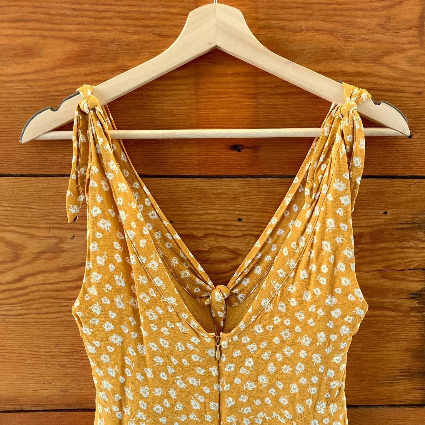 Reformation Yellow Floral Print Nola Tie Shoulder Mini Dress - Size 6 - 0312IG