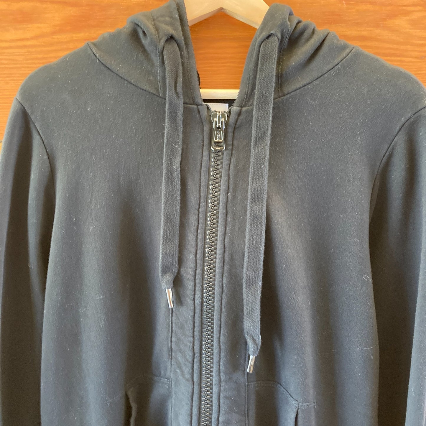 NSF Black Long Length Hoodie Zip Front Sweatshirt Jacket - Size M - 4427SC