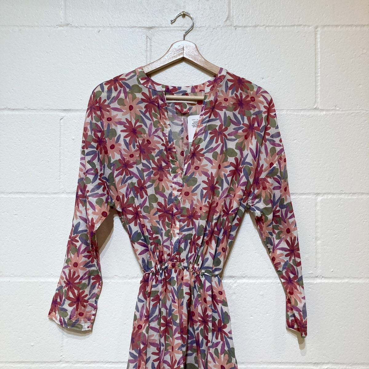 Humanoid Pink Floral Print Teresa Long Sleeve Cotton Dress - Size XS - 0907FL
