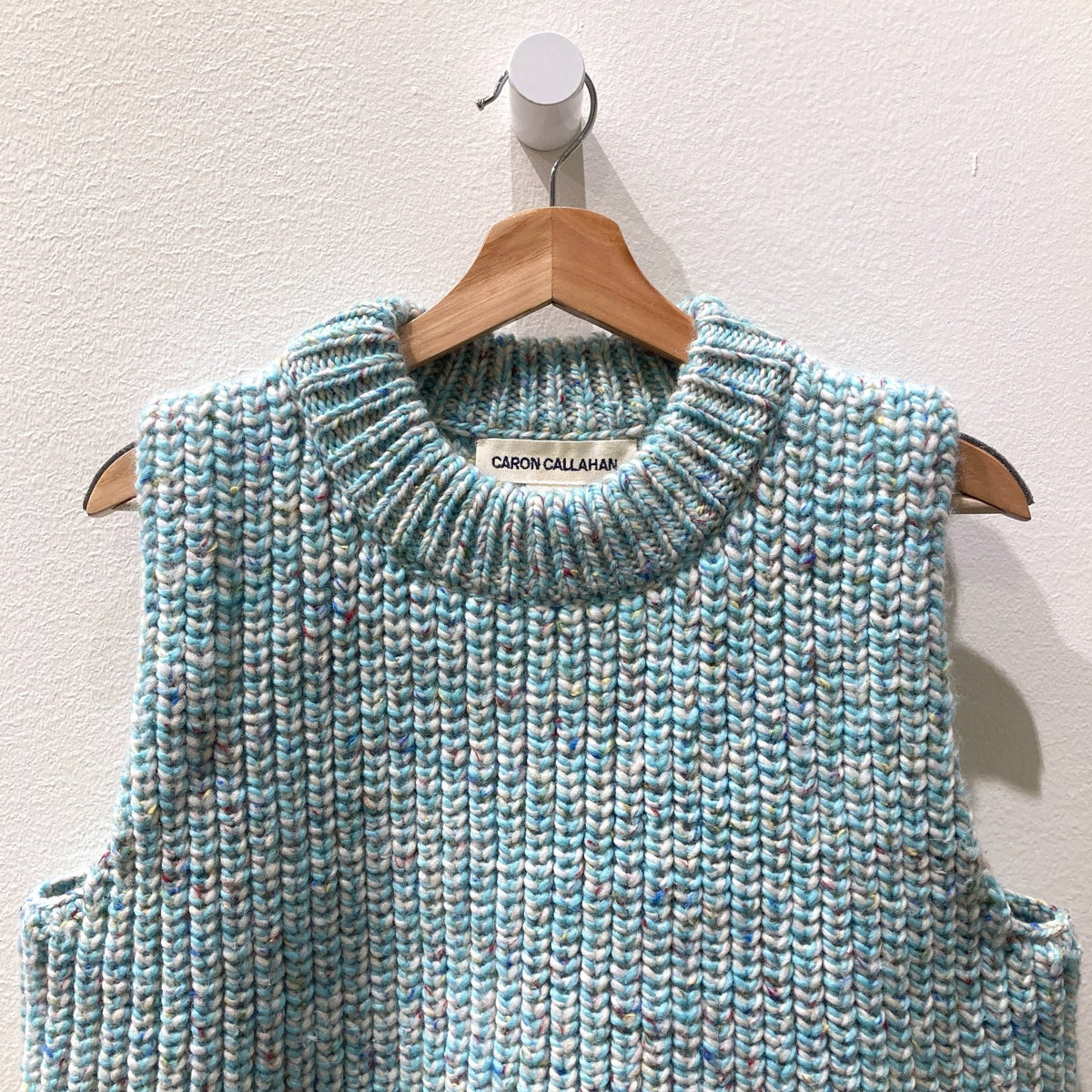 Caron Callahan $345 Turquoise Ribbed Knit Dylan Sweater Vest - Size XS - 1125KG