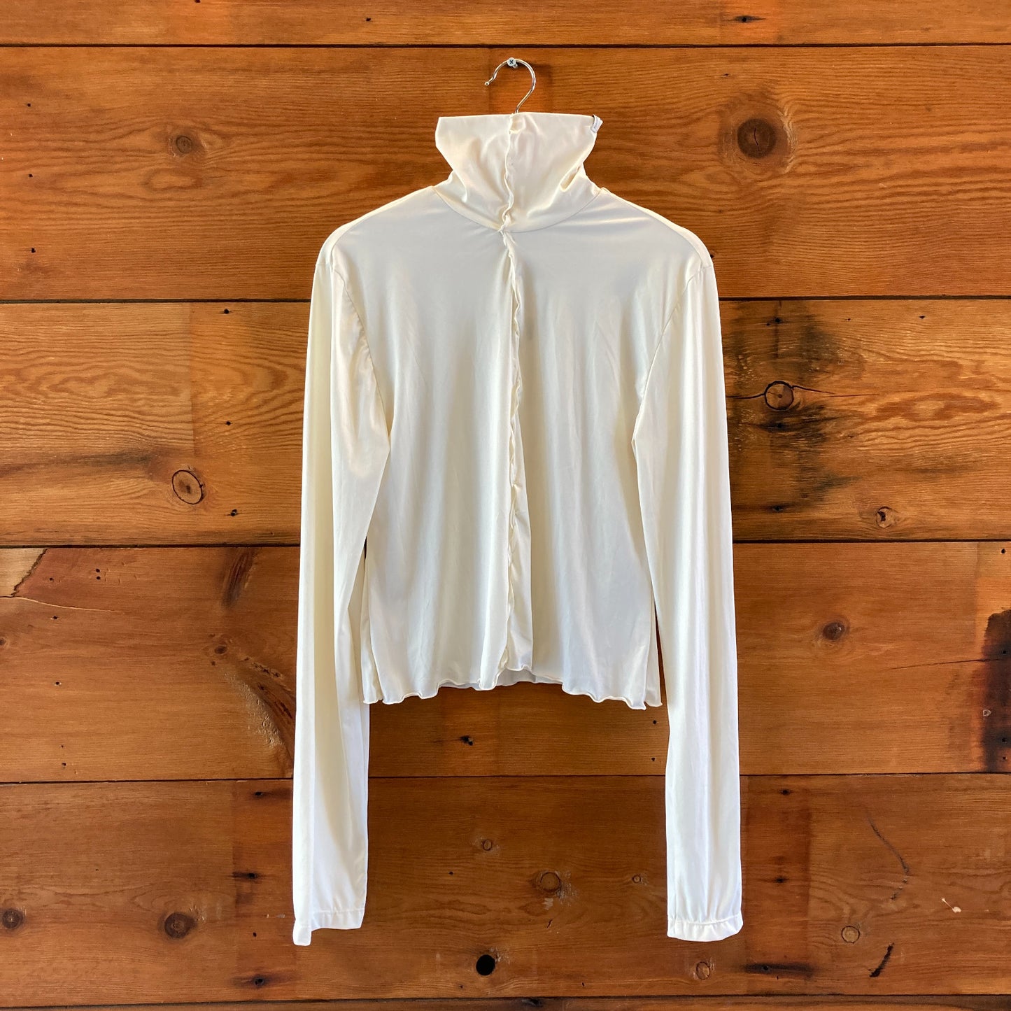 Christina Seewald Ivory Long Sleeve Stretch Fit Turtleneck Top - Size L - 0106KA